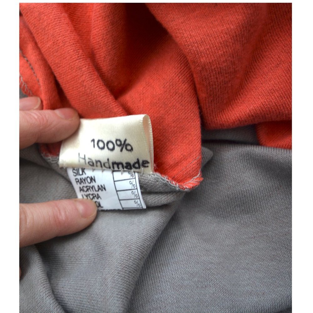 Like new Maya Epler handmade knit grey and coral dress, size S-M - Picture 11 of 14